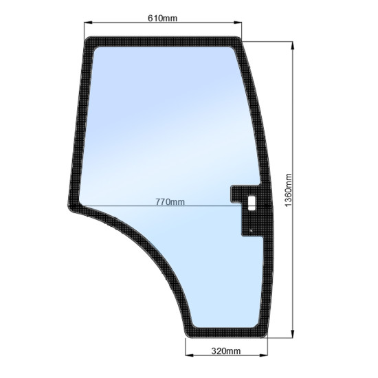 Скло дверей праве ДТЗ 404.5С (h=1360, L=610x770x320)