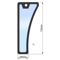 Скло переднє нижнє праве h=732, L=180 JM804