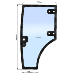 Скло дверей ліве JM 804 (h=1567, L=760х830х350)
