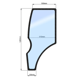 Скло дверей ліве DF 404С (h=1260, L=500х610х120)